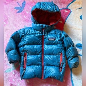 Patagonia Teal Jacket with Crimson Lining